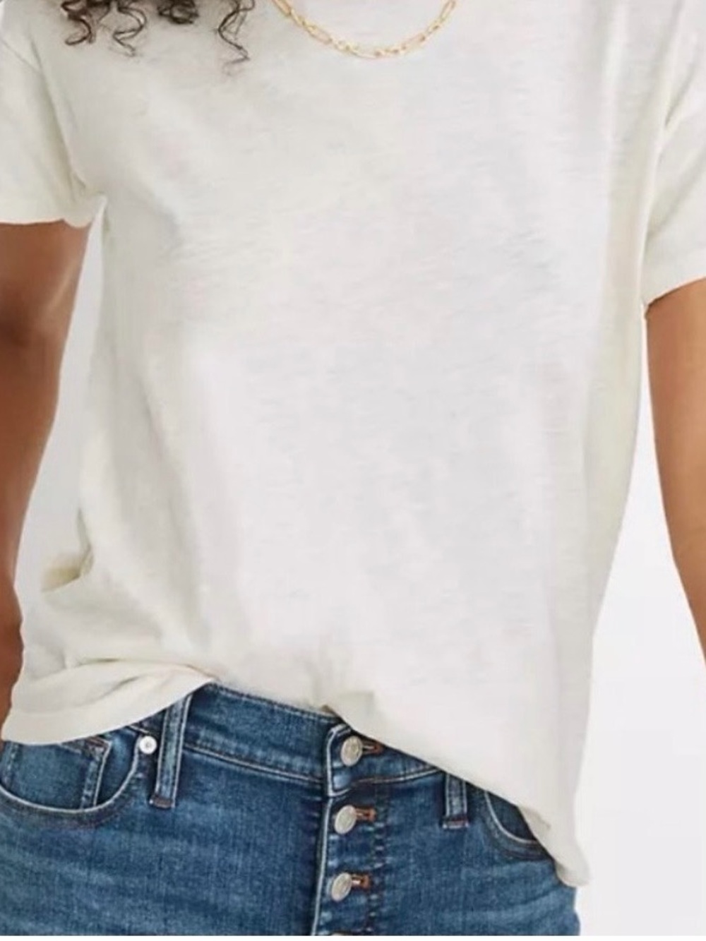 Madewell Ivory Cotton Rib-crewneck ringer tee!